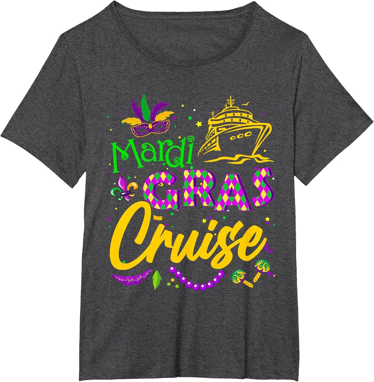Mardi Gras Cruise Squad 2024 Matching Group Family Vacation T-Shirt - Dark Heather Grey
