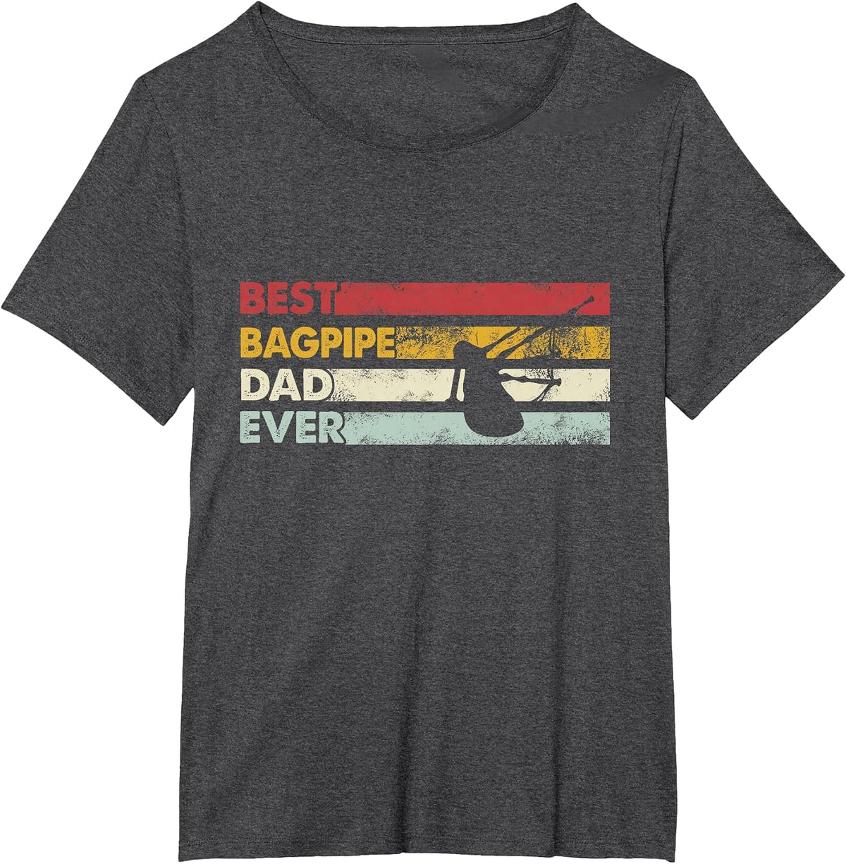 Best Dad Ever - Father Vintage Bagpipe T-Shirt - Dark Heather Grey