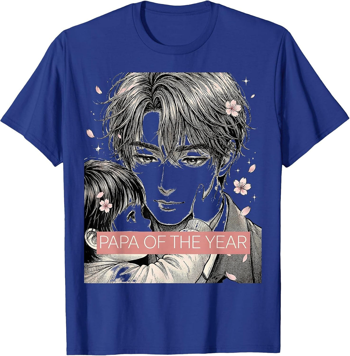 Men's Papa of the Year Proud Dad Graphic Design T-Shirt - Royal Blue