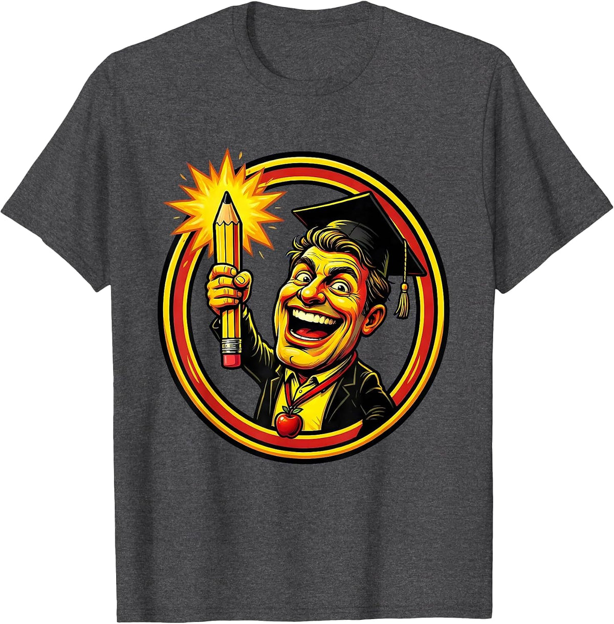 SPED Teacher Pencil Torch Illustration T-Shirt - Dark Heather Grey