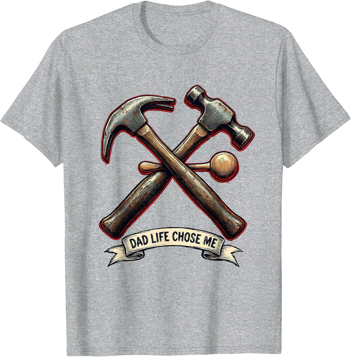 Men's Dad Life Chose Me Funny Father Design T-Shirt - Heather Grey