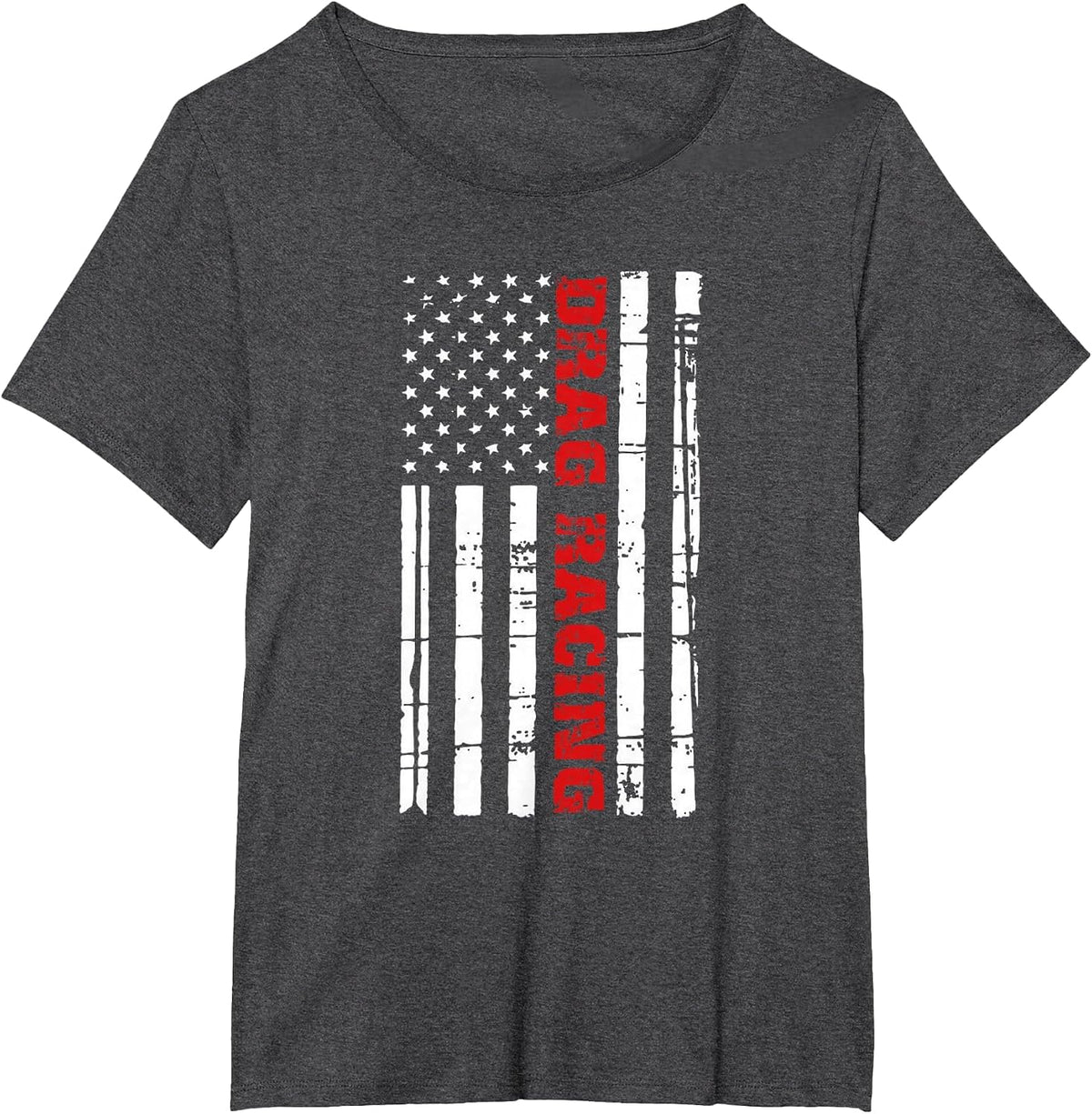 Drag Racing Flag Shirt Street Outlaws Race American T-Shirt - Dark Heather Grey