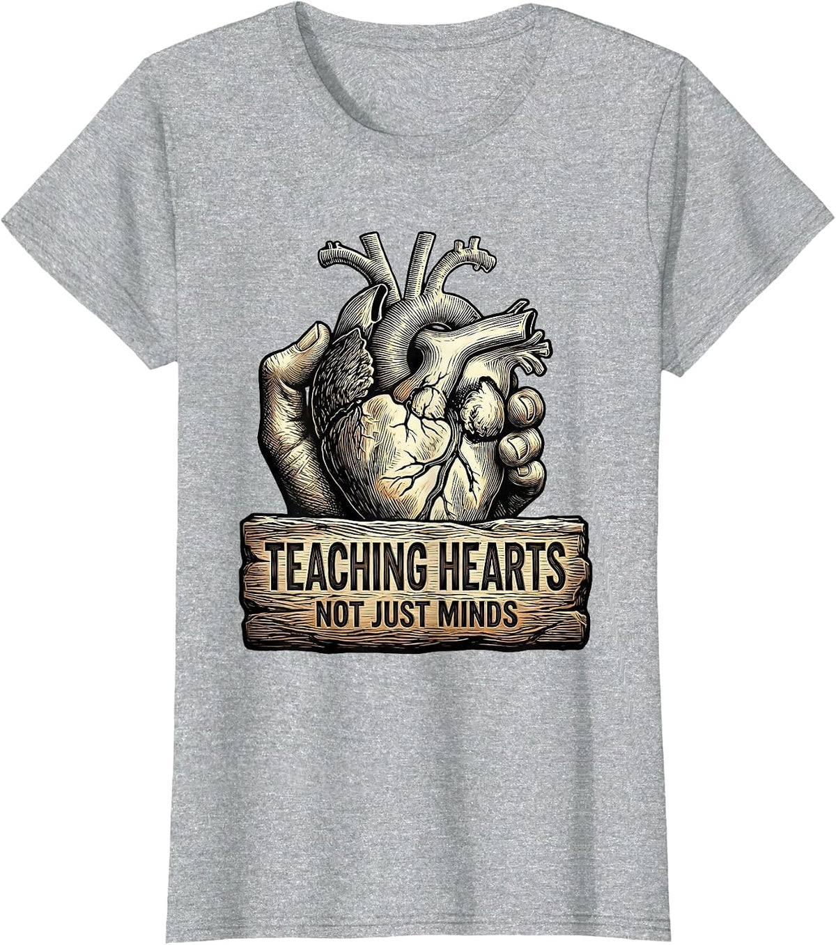 Teaching Hearts Not Just Minds Special Ed Teacher T-Shirt - Heather Grey