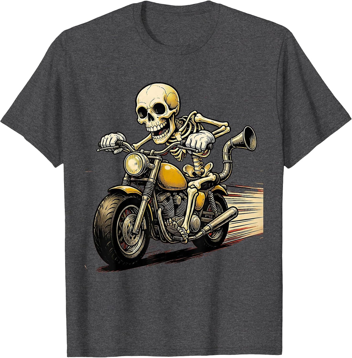 Never Better Skeleton Motorcycle Rider Graphic T-Shirt - Dark Heather Grey