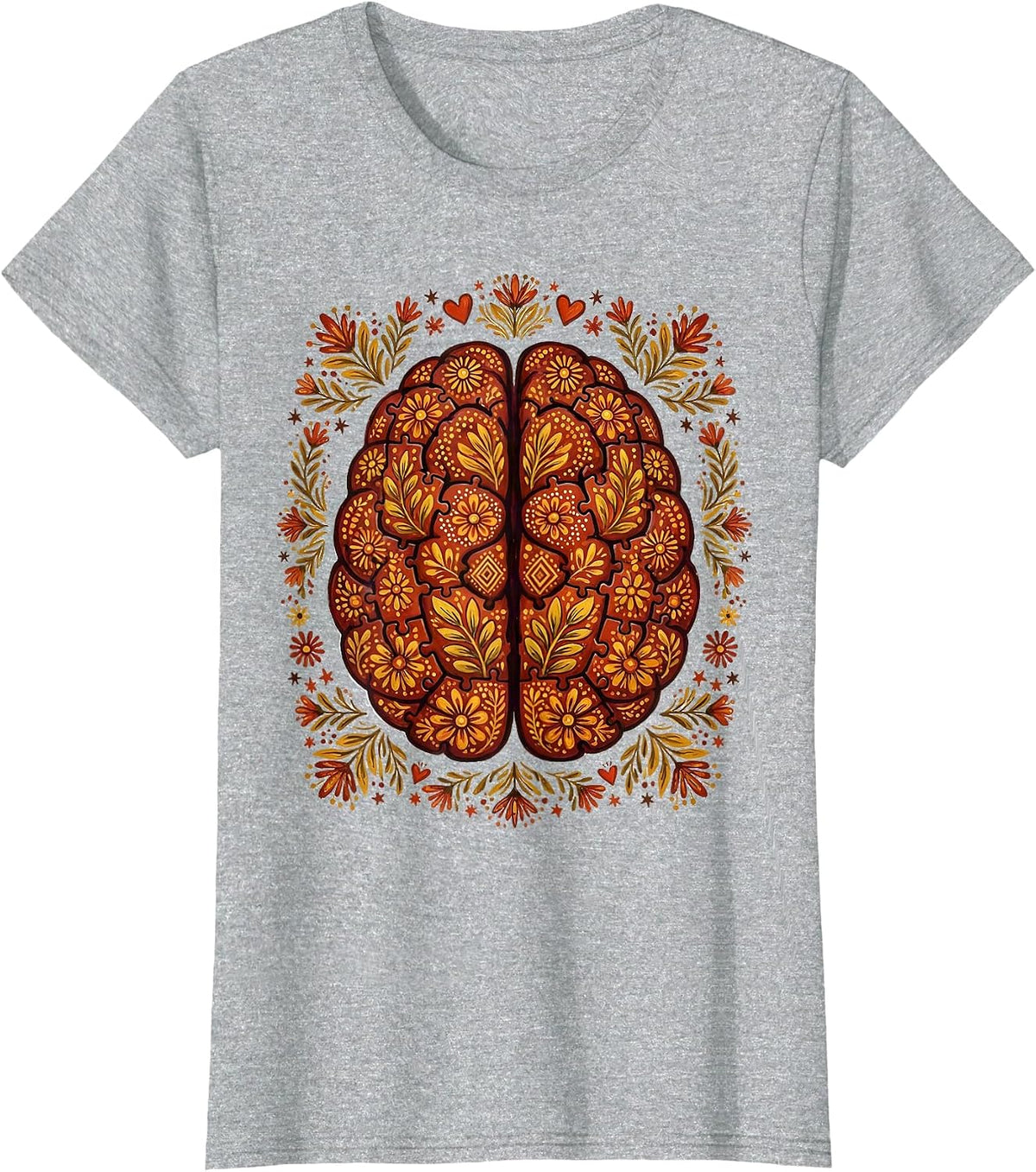 Women's Special Education Puzzle Brain Graphic Design T-Shirt - Heather Grey