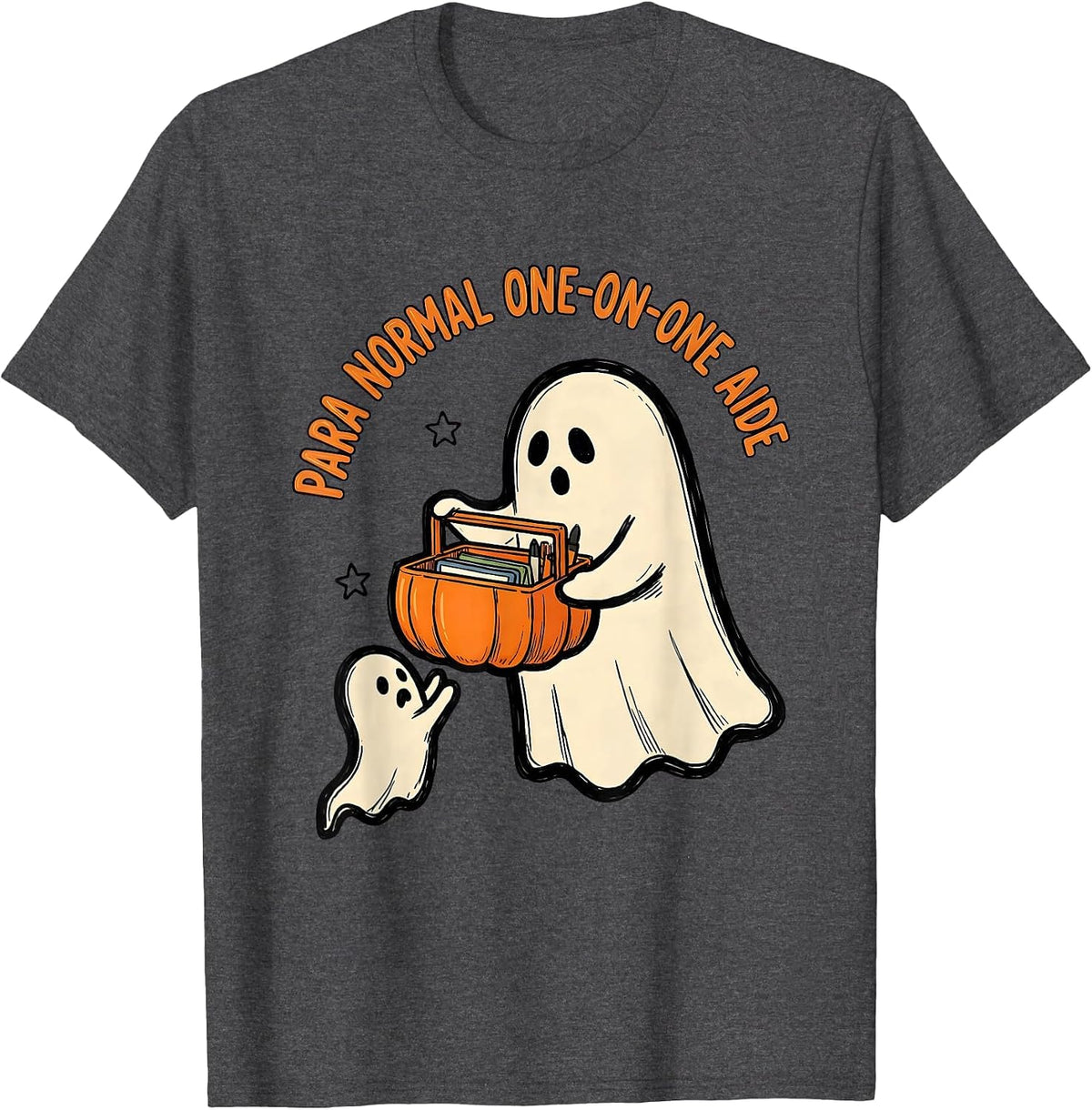 Para Normal One-on-One Aide Ghost Sped Teacher Halloween T-Shirt - Dark Heather Grey
