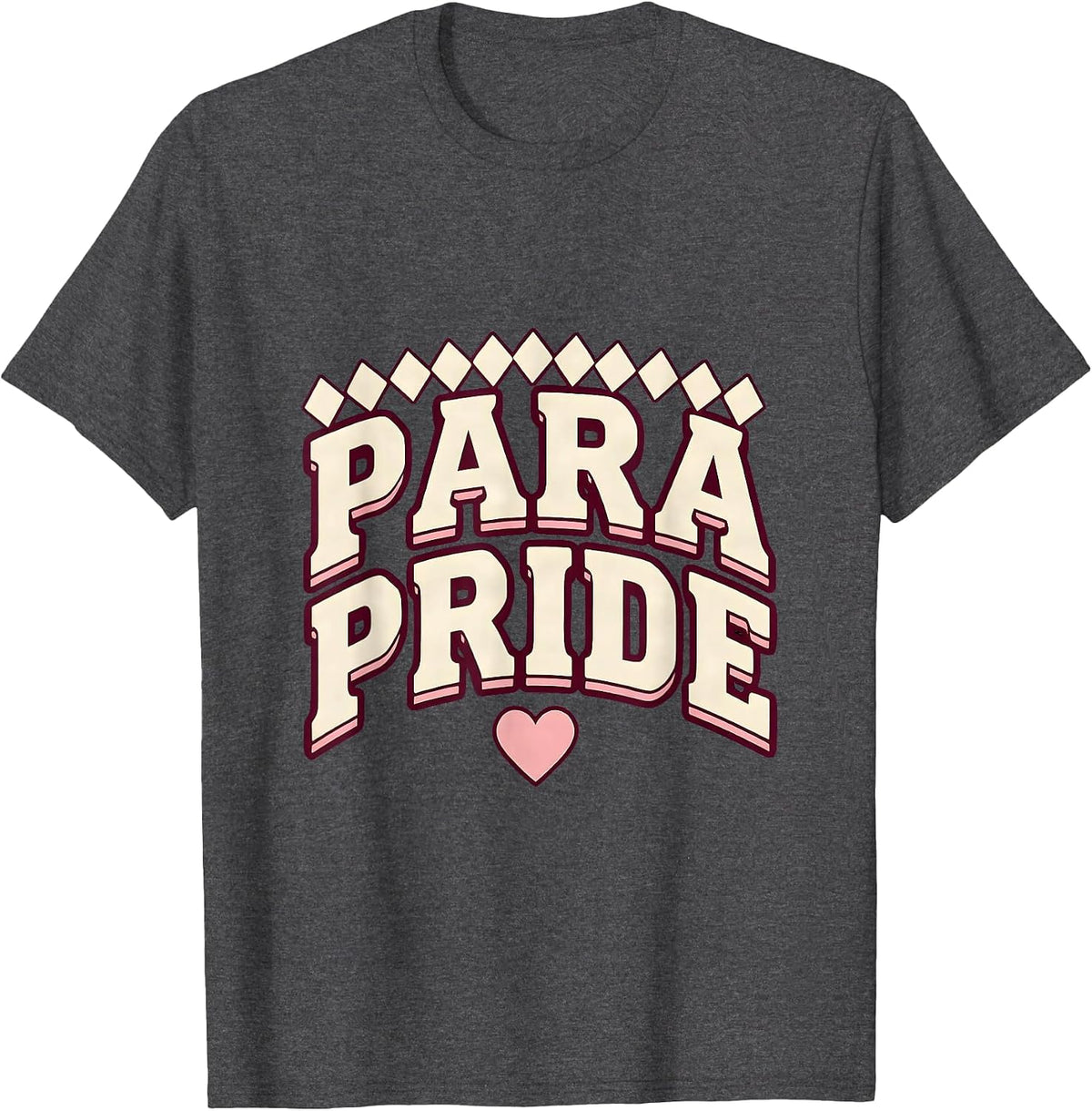 Para Pride Sparkle Varsity Paraeducator Appreciation Back T-Shirt - Dark Heather Grey