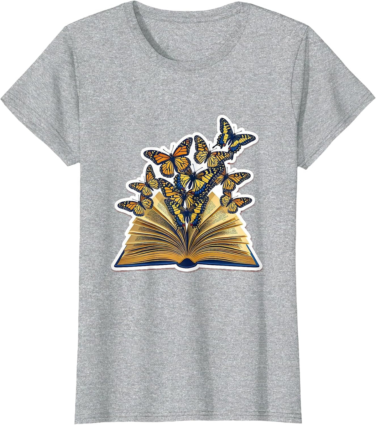Sped Teacher Open Book Butterflies Flying Out T-Shirt - Heather Grey