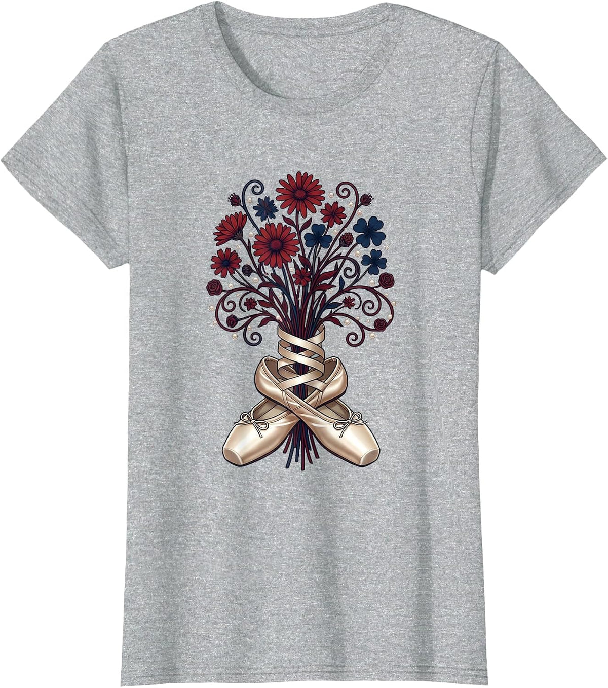Patriotic Wildflower Picker Red White Blue T-Shirt - Heather Grey