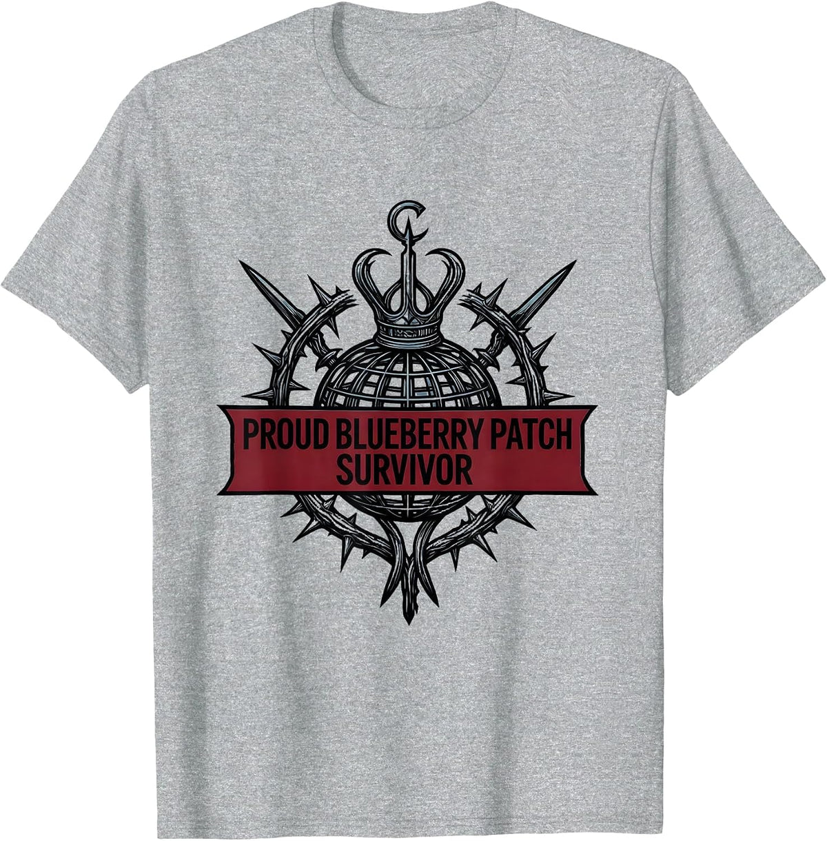 Men's Proud Blueberry Patch Survivor Funny Berry Design T-Shirt - Heather Grey