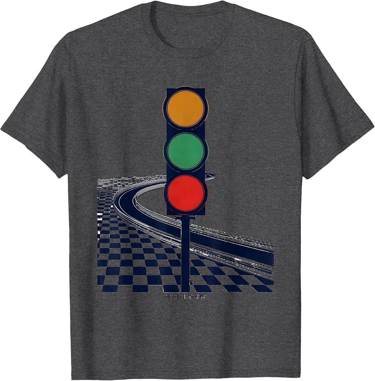 The Tree Is My Home Patriotic Checkered Flag Racing Fan T-Shirt - Dark Heather Grey