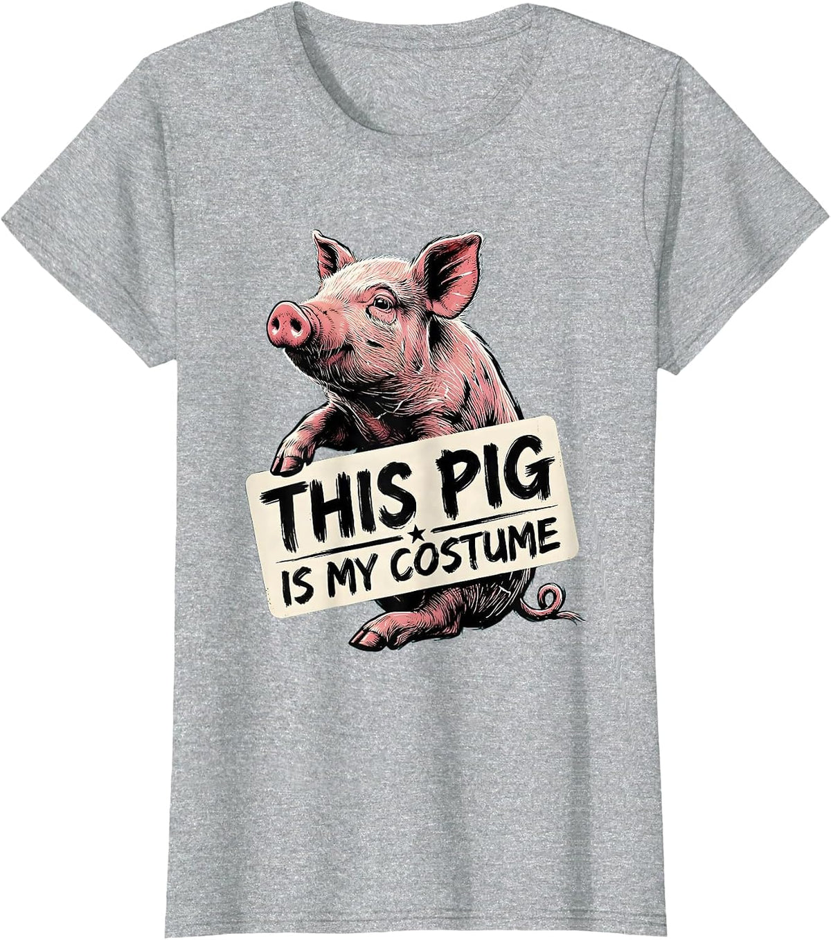 This Pig Is My Costume Funny Pig Lover Halloween Costume T-Shirt - Heather Grey