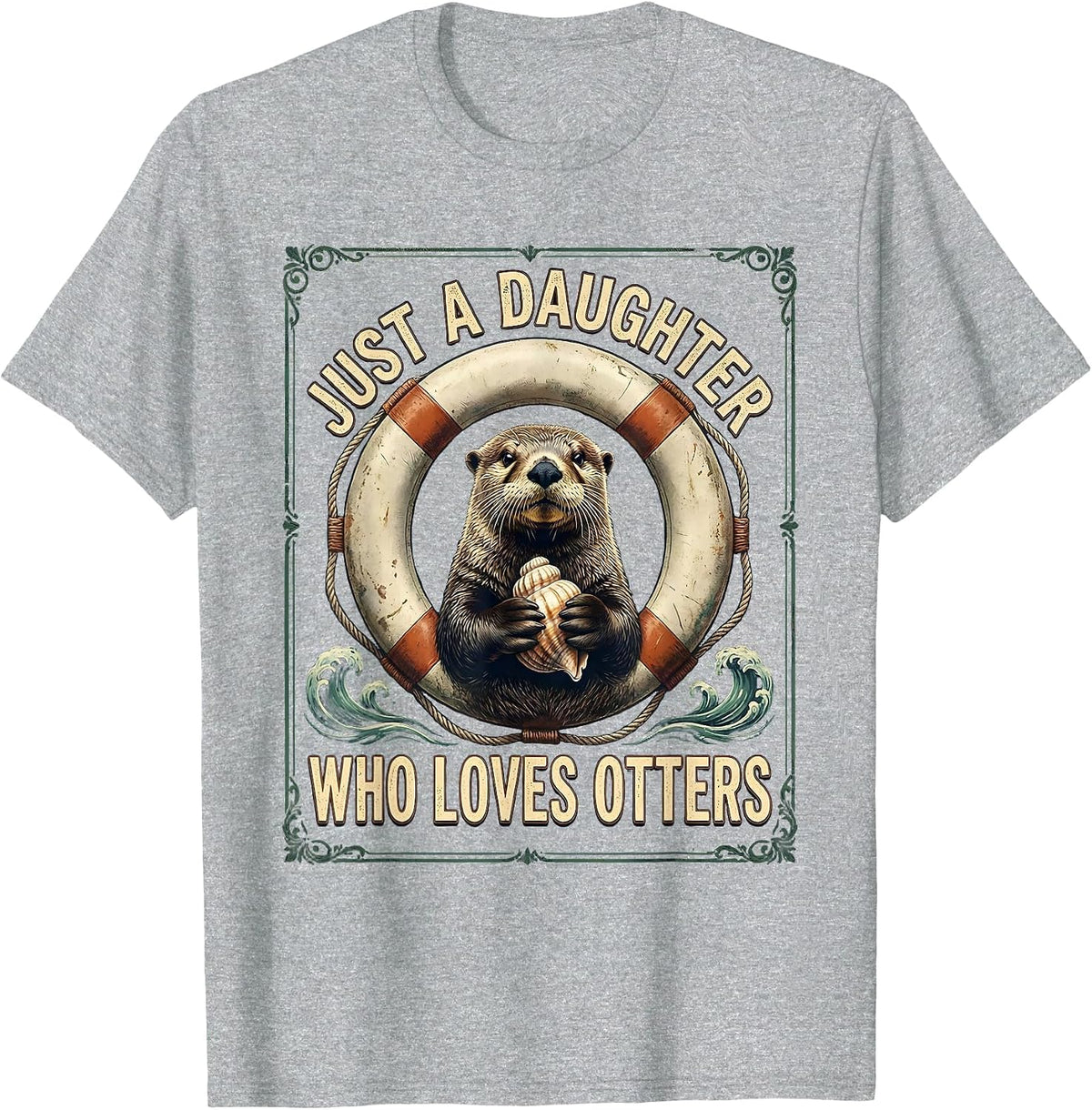 Men's Just A Daughter Who Loves Otters Vintage Otter Lover Gift T-Shirt - Heather Grey