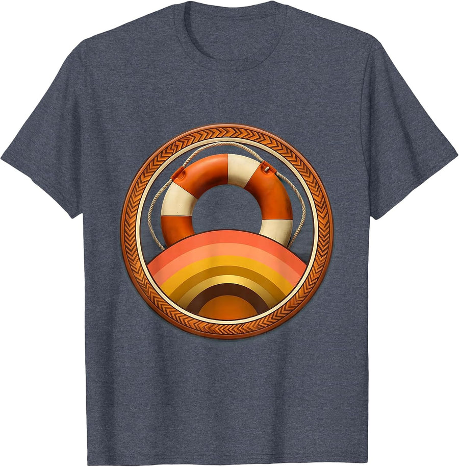School Counselor Life Preserver Graphic Tee T-Shirt - Heather Blue