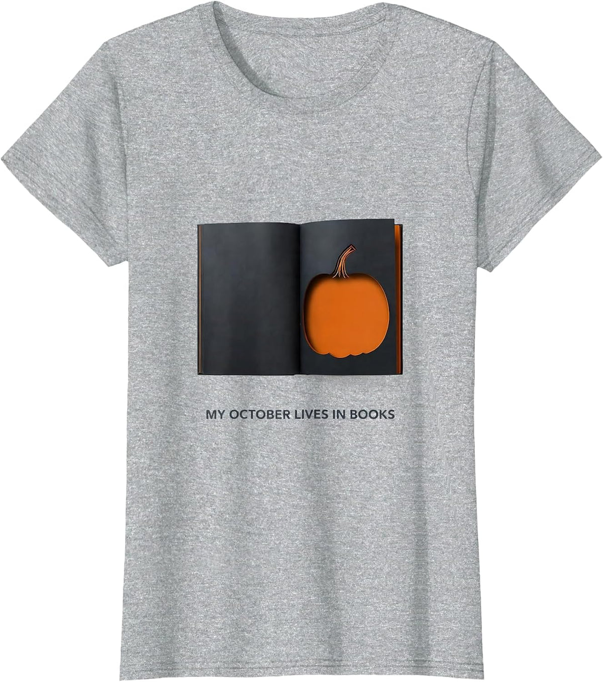 My October Lives In Books Minimalist Teacher Book Lover T-Shirt - Heather Grey