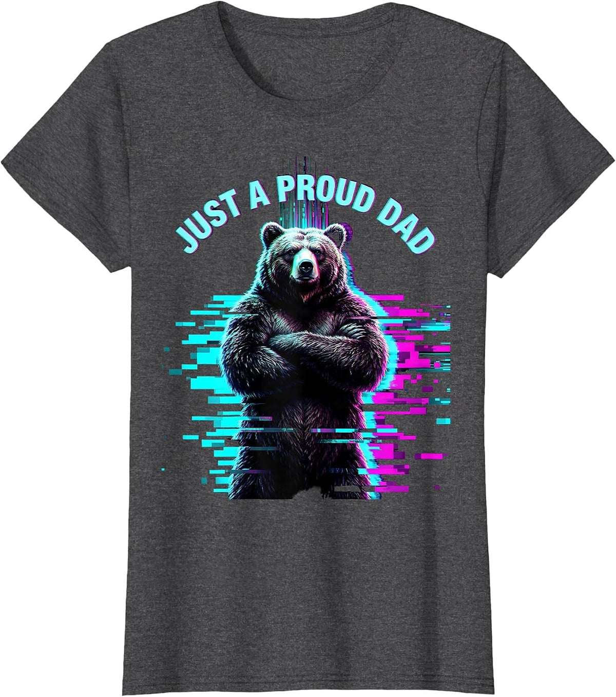 Women's Just a Proud Dad Graphic Design T-Shirt - Dark Heather Grey