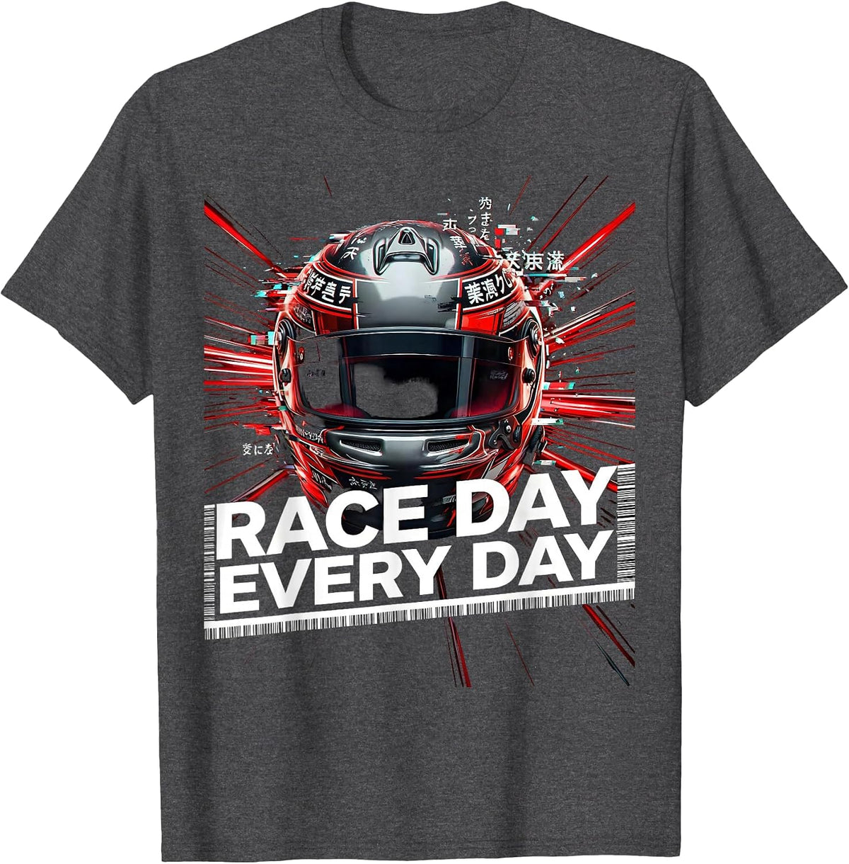 Men's Race Day Every Day Motorsport Racing Design T-Shirt - Dark Heather Grey