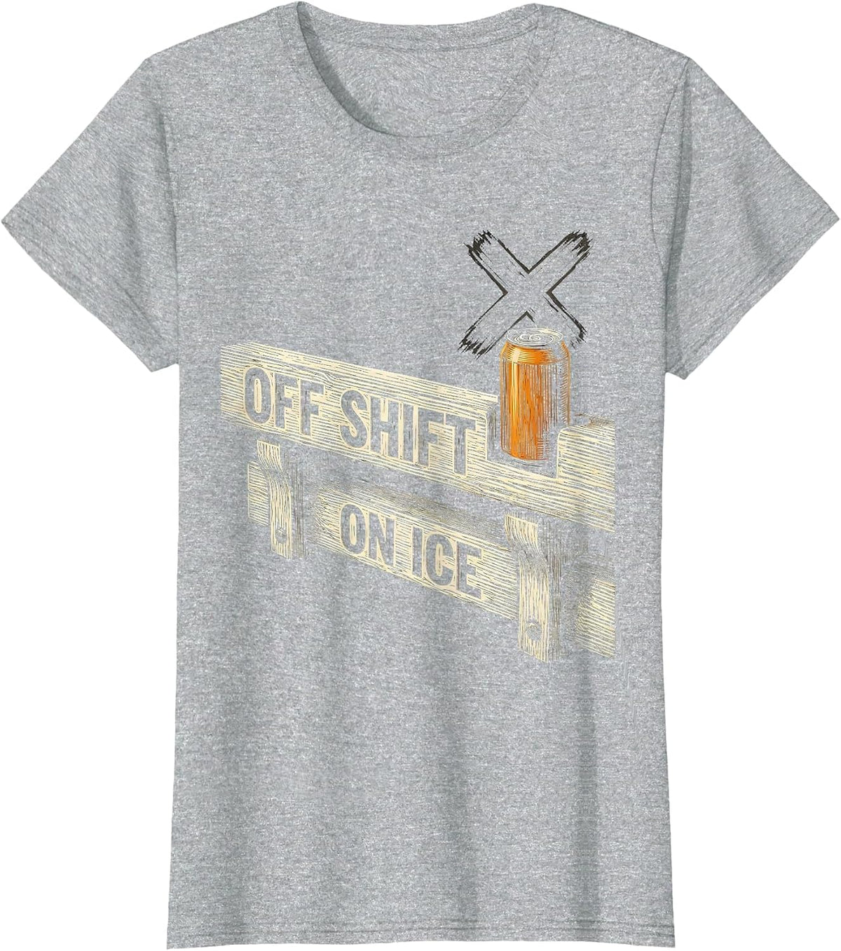 Off Shift On Ice Funny Beer Lover Labor Day Cookout Humor T-Shirt - Heather Grey