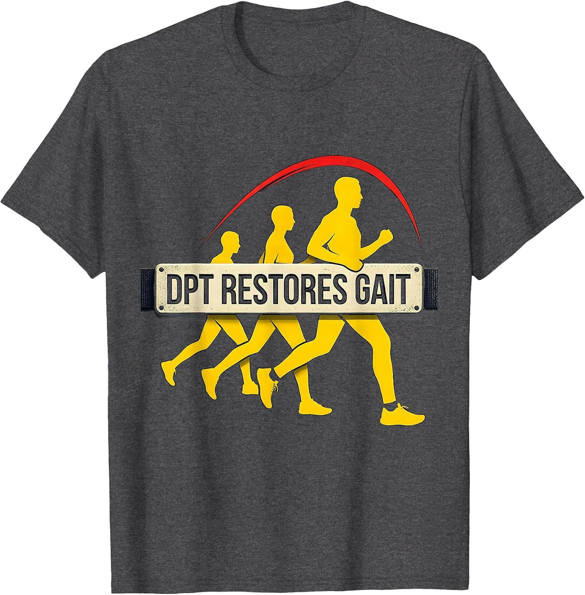 Men's DPT Restores Gait Stencil Graphic Physical Therapist PT Gift T-Shirt - Dark Heather Grey