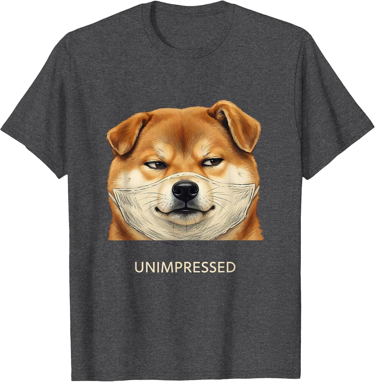 Men's Unimpressed Storybook Shiba Inu Doge Meme Humor T-Shirt - Dark Heather Grey
