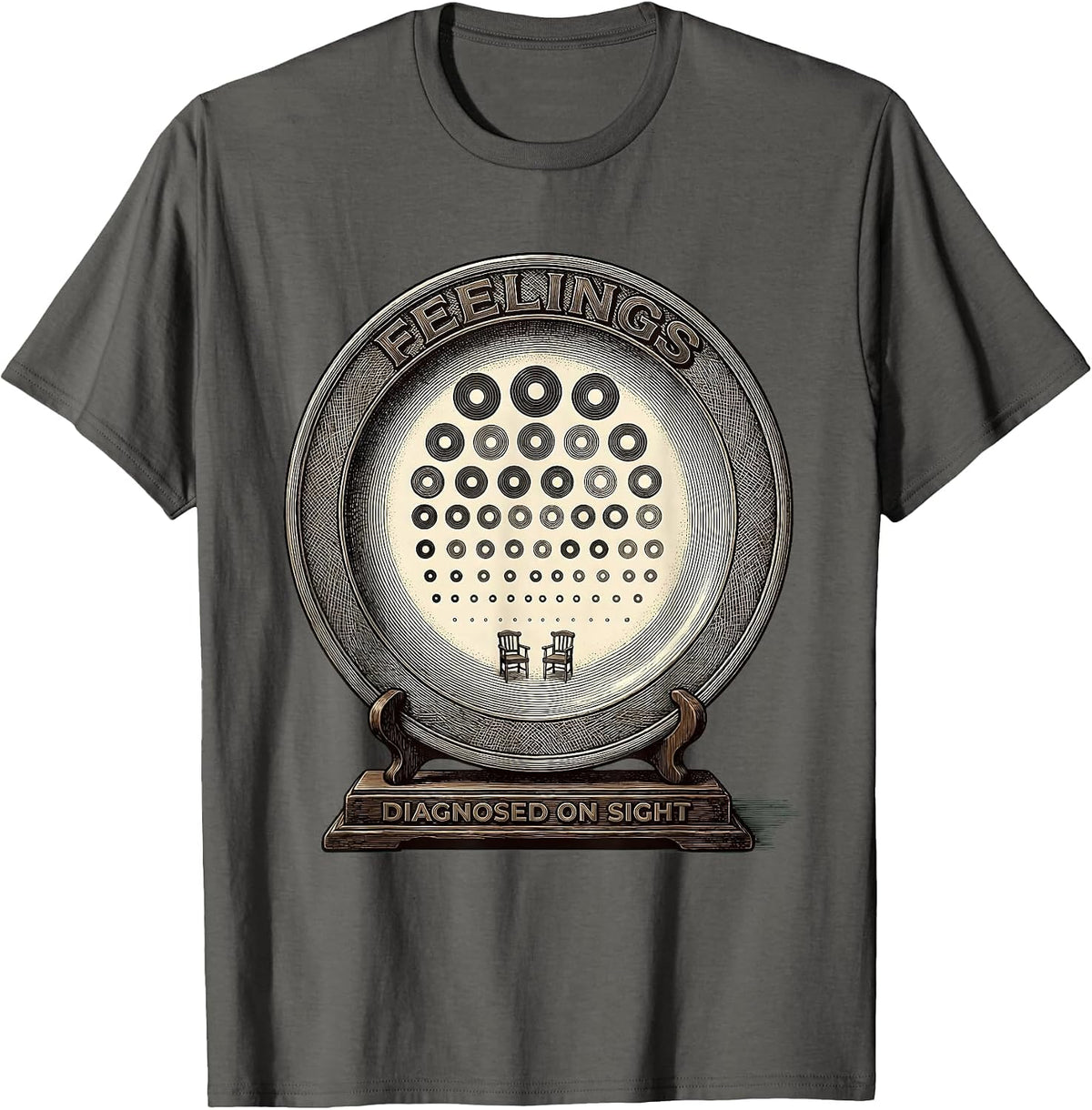 Men's Feelings, Diagnosed On Sight Groovy Retro School Counselor T-Shirt - Asphalt Grey