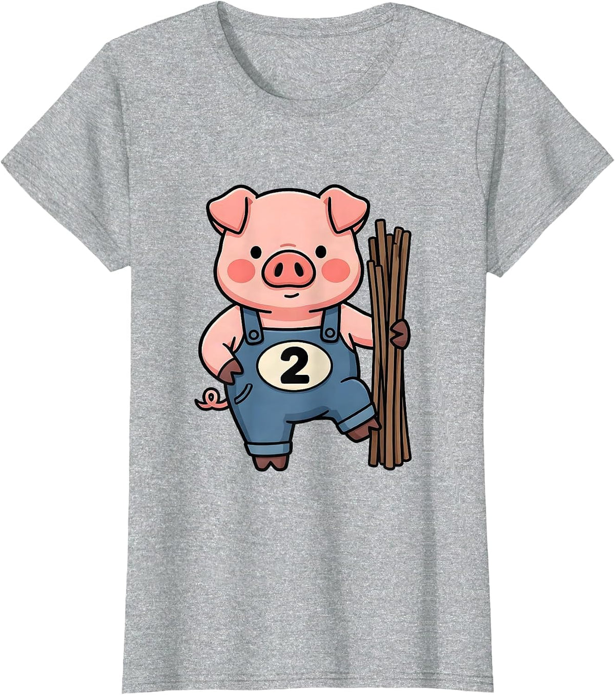 2 Cute Kawaii Pig Lover Halloween Costume Humor T-Shirt - Heather Grey
