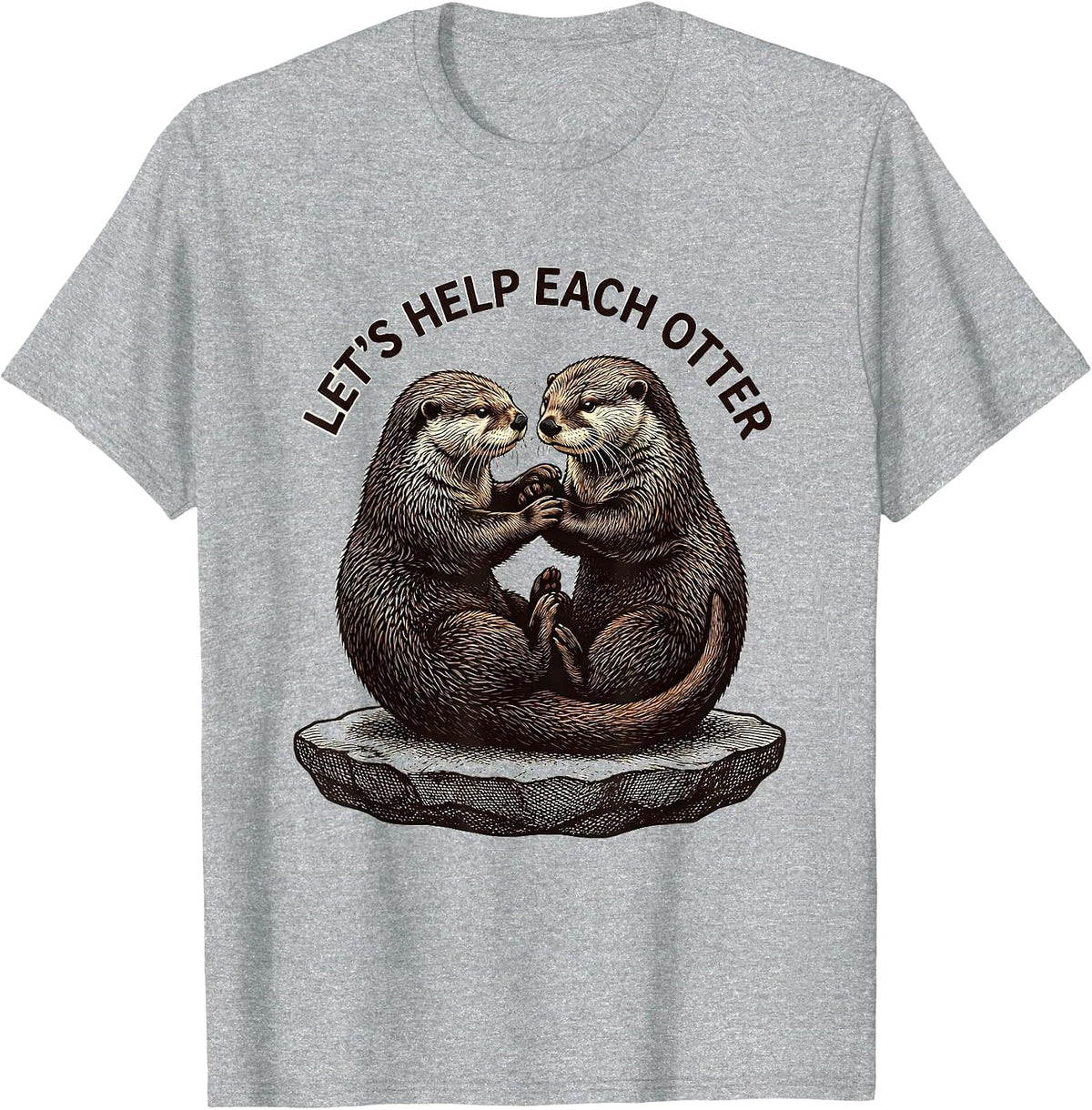 Men's Let's Help Each Otter Funny Sea Otter Lover Gift T-Shirt - Heather Grey