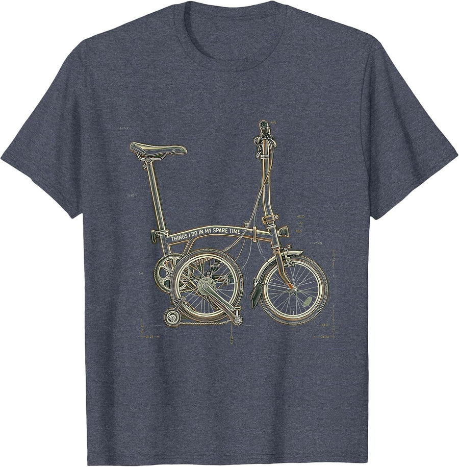 Things I Do In My Spare Time Topographic Biker Bicycle Humor T-Shirt - Heather Blue
