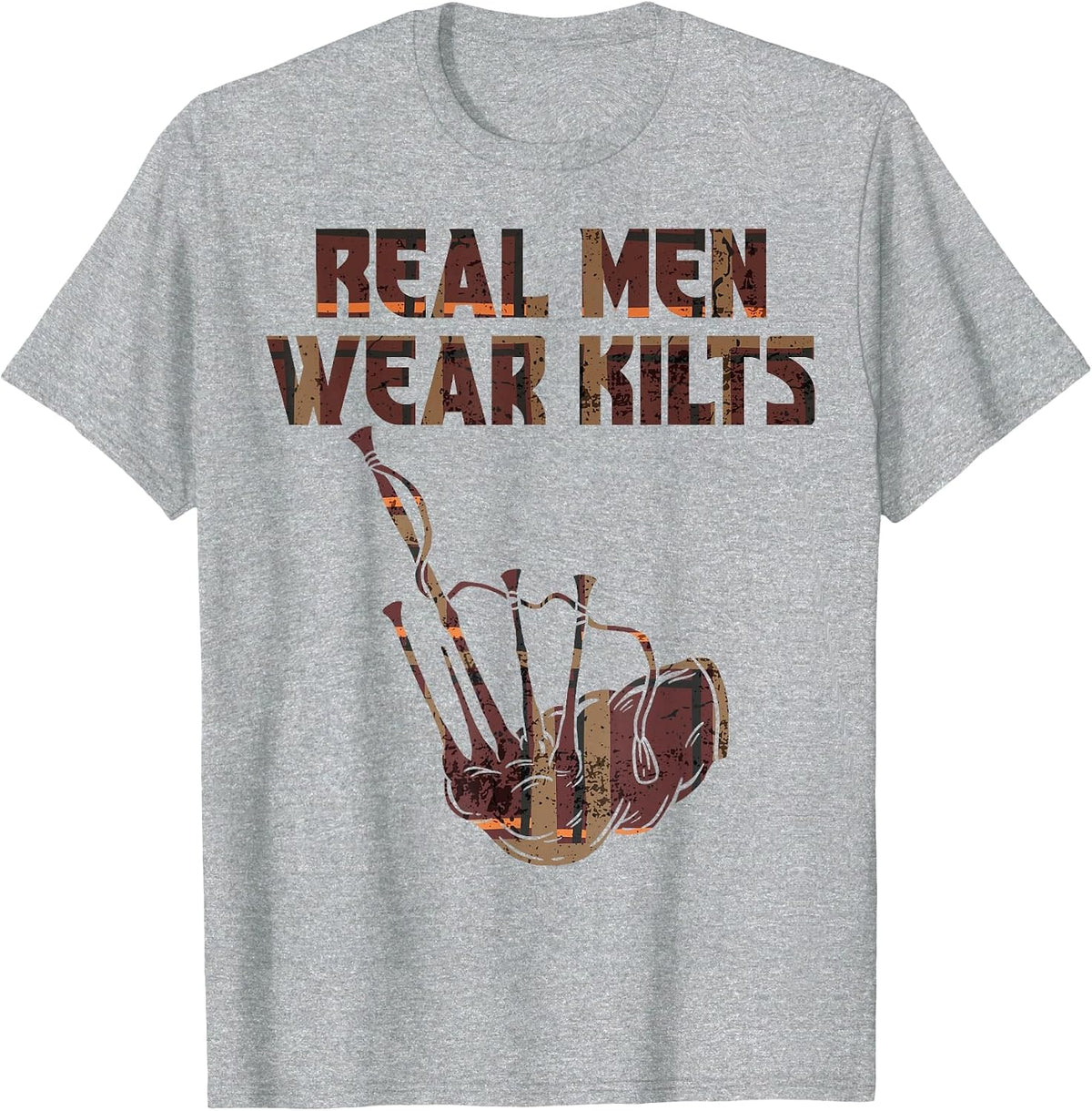 Bagpipe Practice Real Men Wear Kilts Scotland Pride Bagpiper T-Shirt - Heather Grey