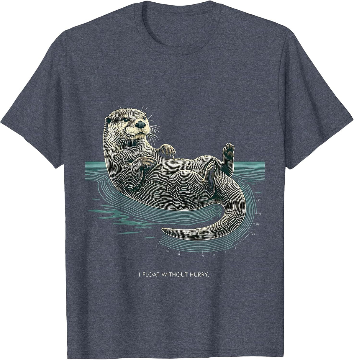 I Float Without Hurry Topographic Otter Animal Lover Gift T-Shirt - Heather Blue