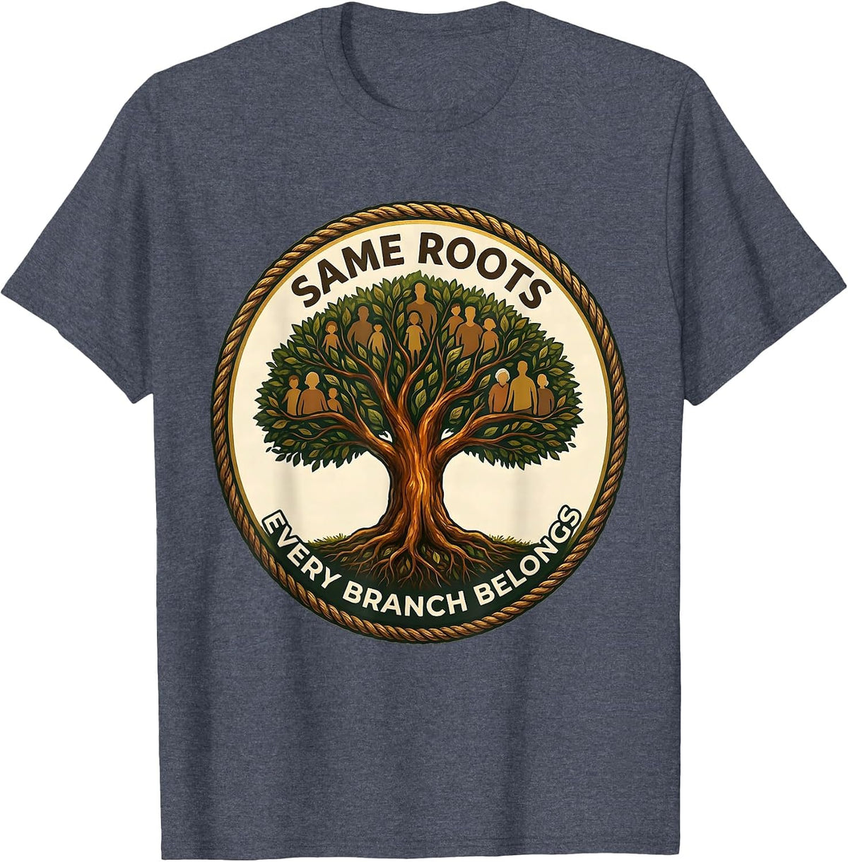 Same Roots Every Branch Belongs Family Reunion Matching T-Shirt - Heather Blue