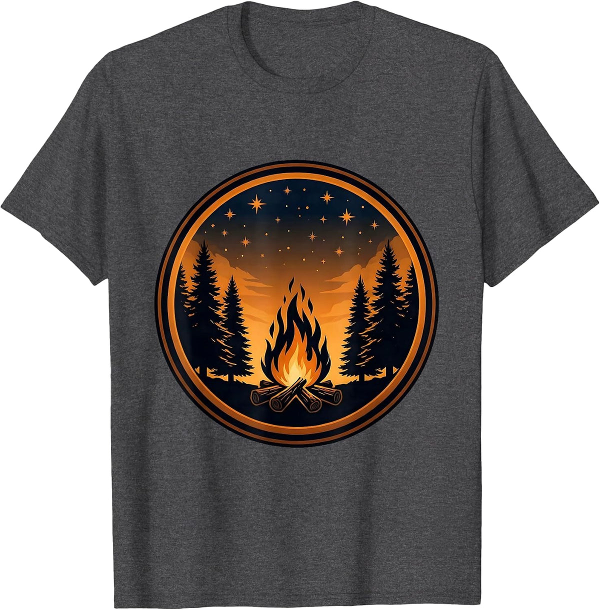 Men's Campfire Under Starry Night Sky Graphic T-Shirt - Dark Heather Grey