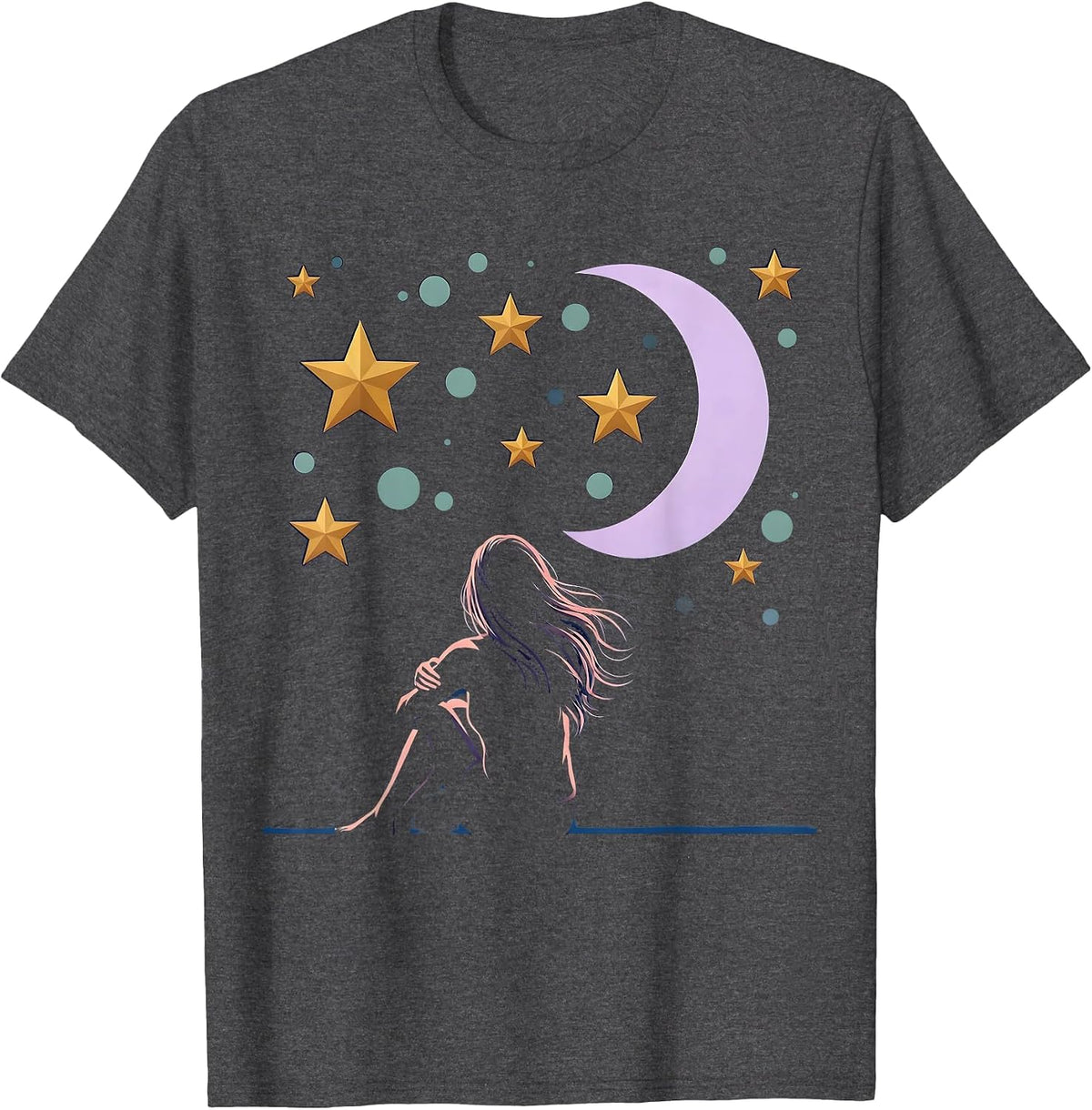 Men's Autism Awareness Starry Night Sky Gazing Design T-Shirt - Dark Heather Grey