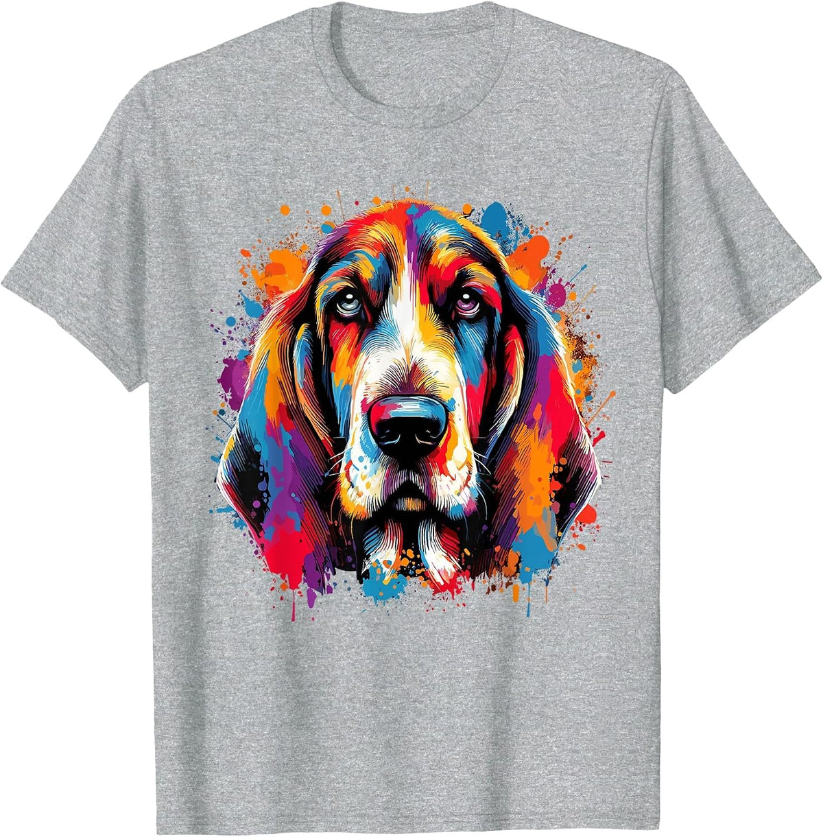 Basset Hound Splash Art T-Shirt - Heather Grey