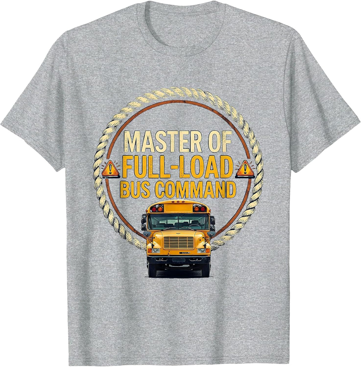 Men's Master Of Full-Load Bus Command Vintage School Bus Driver T-Shirt - Heather Grey