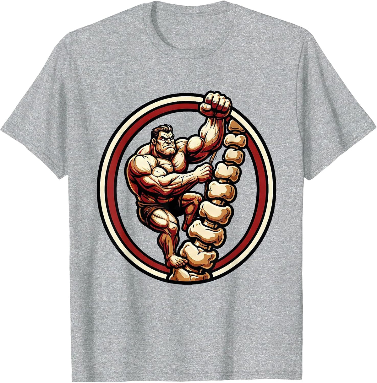 Men's Physical Therapy Vertebrae Ladder Climber Design T-Shirt - Heather Grey