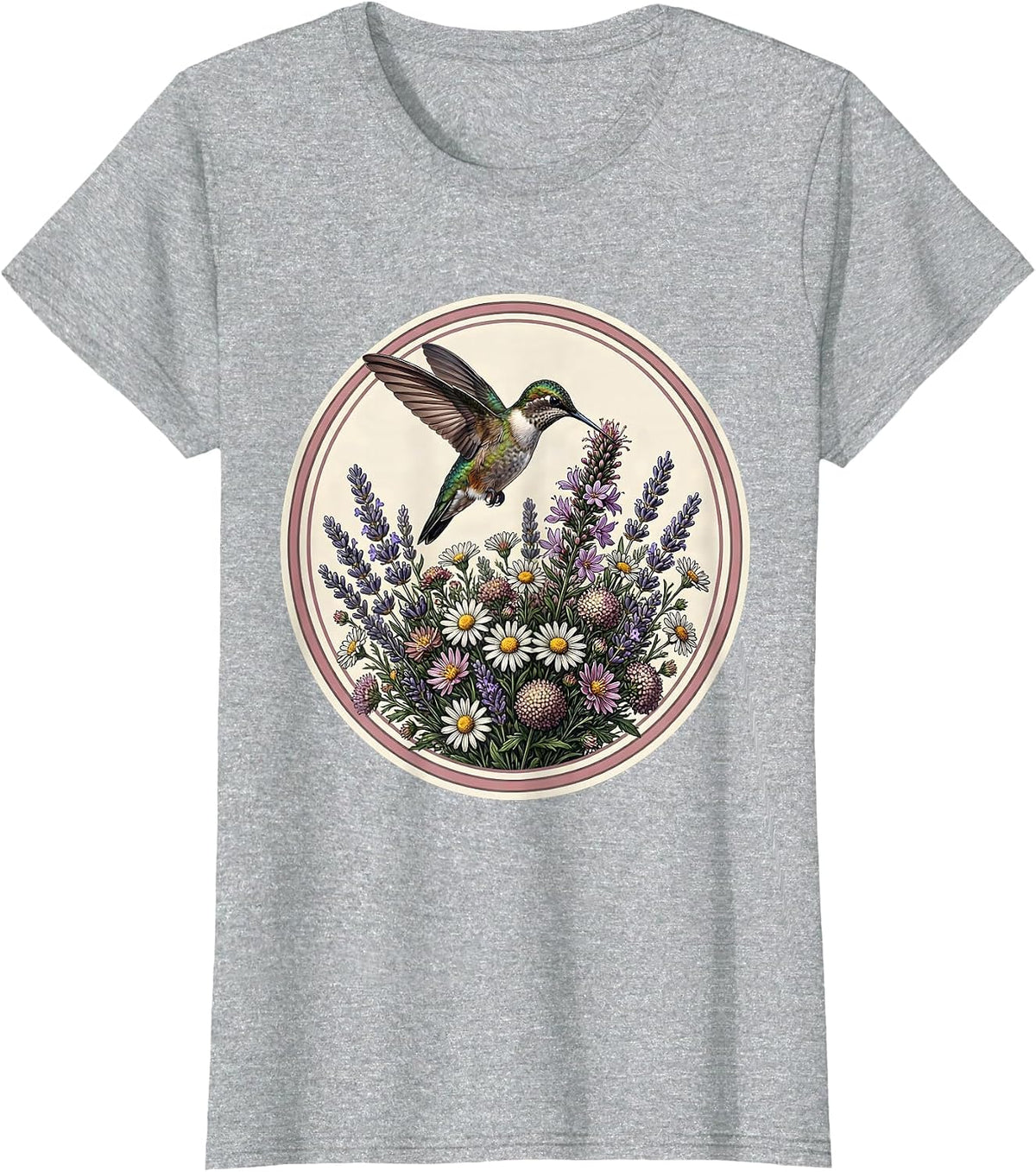 Autism Awareness Hummingbird Wildflower Bouquet T-Shirt - Heather Grey