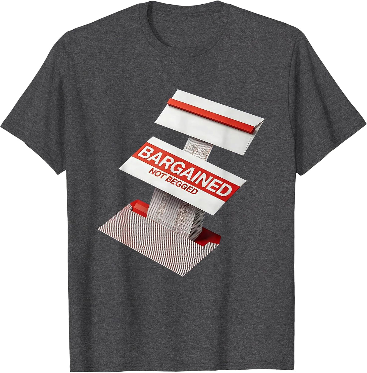 Men's Bargained, Not Begged Bauhaus Modernist Labor Day Union T-Shirt - Dark Heather Grey