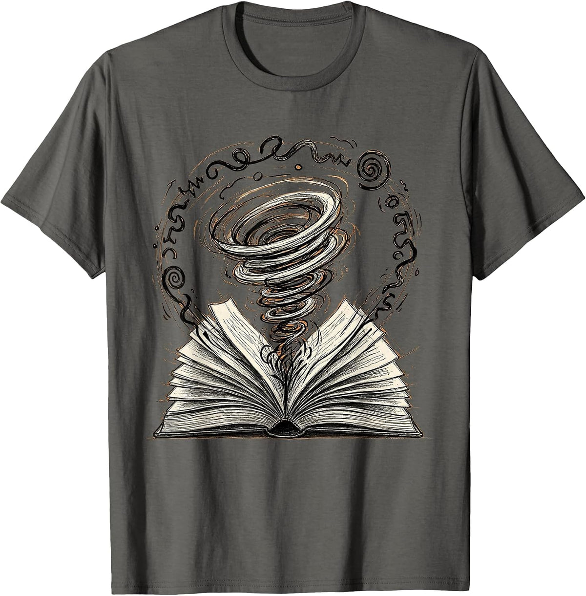 Men's Dyslexia Awareness Open Book Swirling Letters T-Shirt - Asphalt Grey