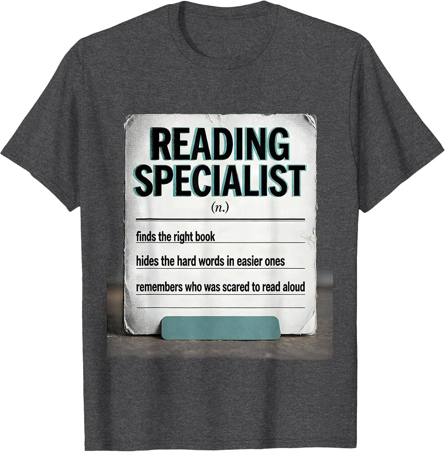 Men's Reading Specialist Teacher Humor Appreciation T-Shirt - Dark Heather Grey