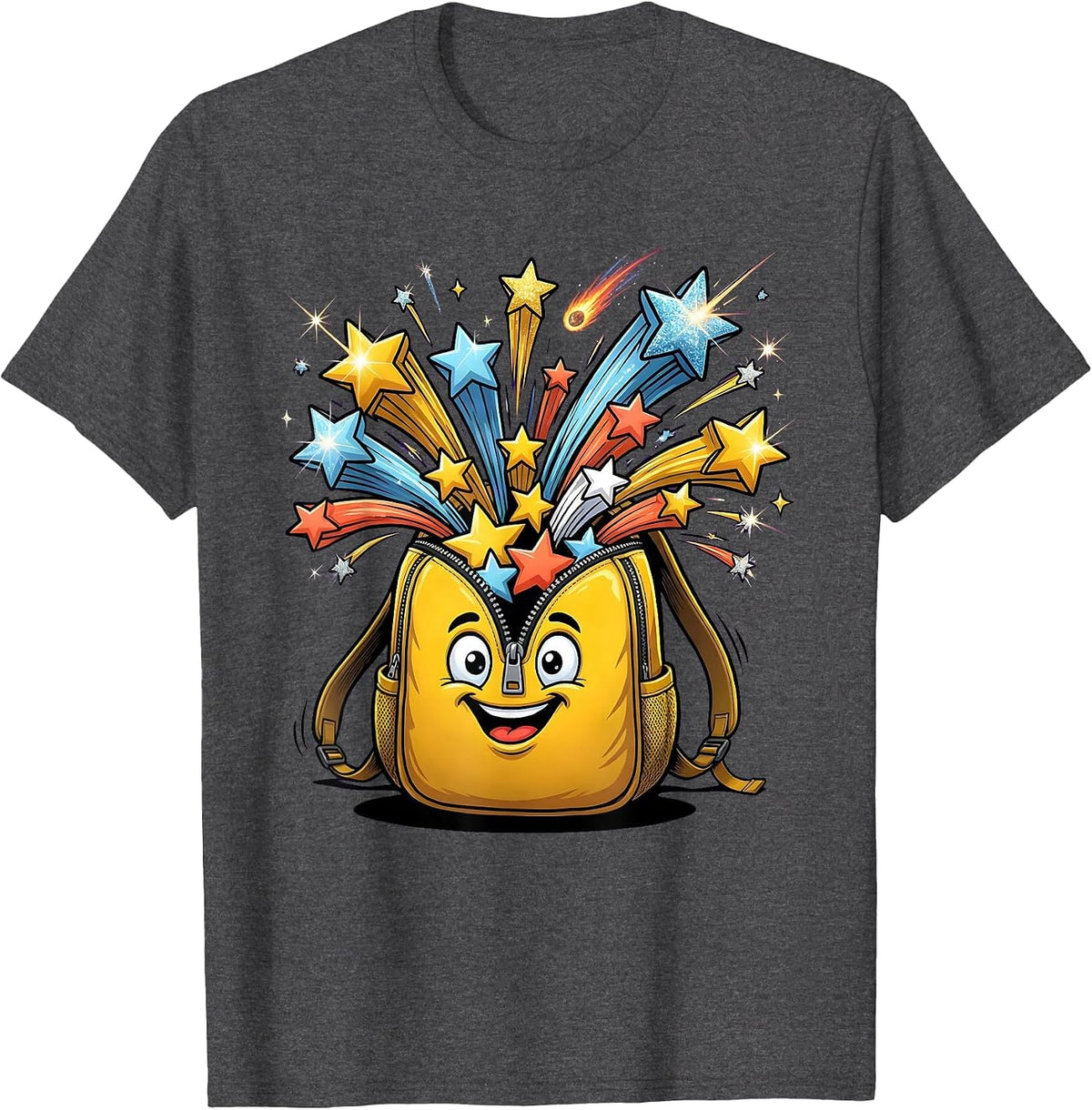 School Counselor Starlight Backpack Graphic T-Shirt - Dark Heather Grey