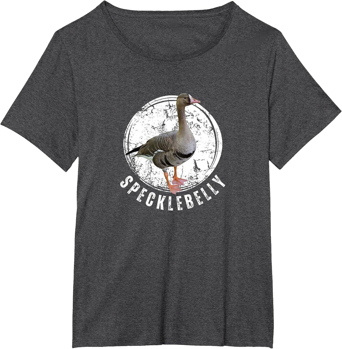 Specklebelly Goose Shirt Goose Hunting Speck White Front T-Shirt - Dark Heather Grey