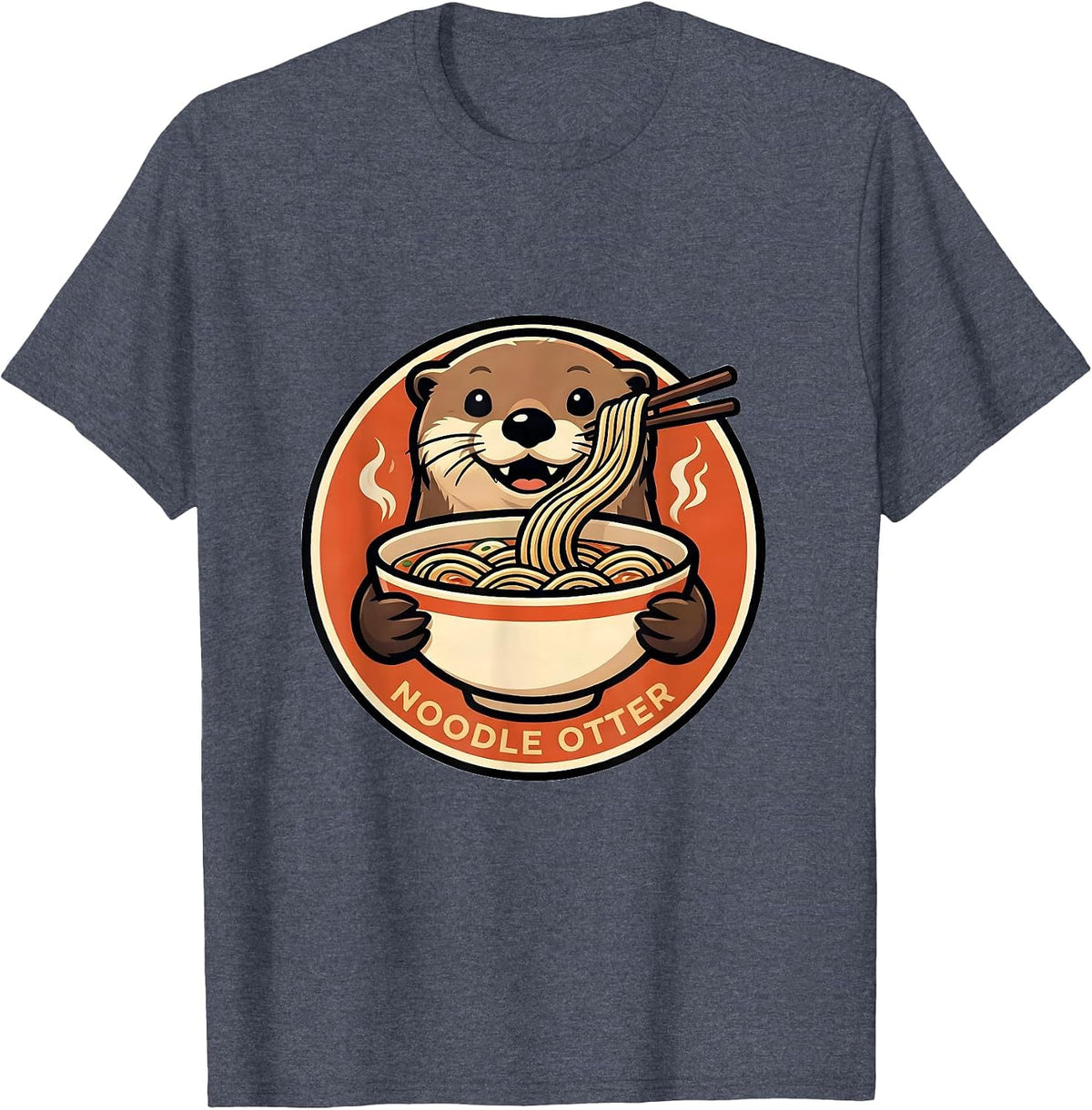 Noodle Otter Kawaii Anime Sea Otter Ramen Lover Gift T-Shirt - Heather Blue