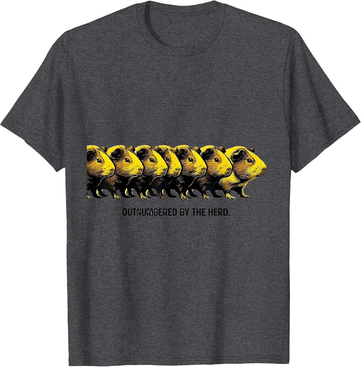 Men's Outnumbered By The Herd Funny Guinea Pig Owner Pet Lover T-Shirt - Dark Heather Grey