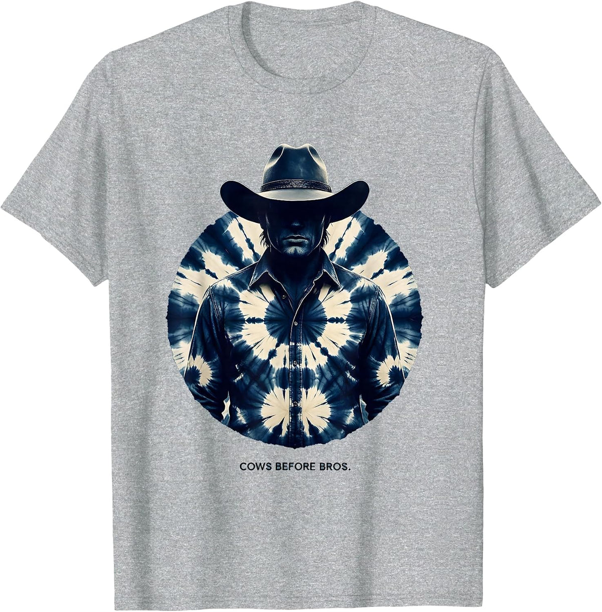 Men's Cows Before Bros Funny Cow Lover Design T-Shirt - Heather Grey