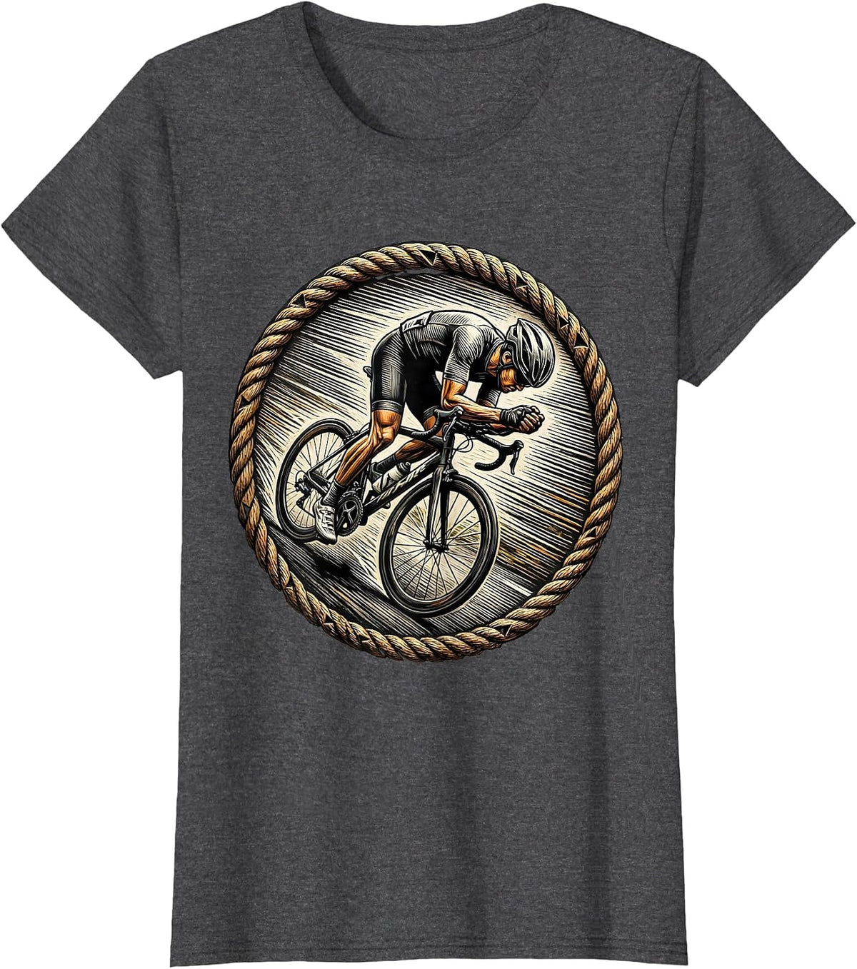 Women's Downhill Cyclist Speed Rush Graphic Tee T-Shirt - Dark Heather Grey