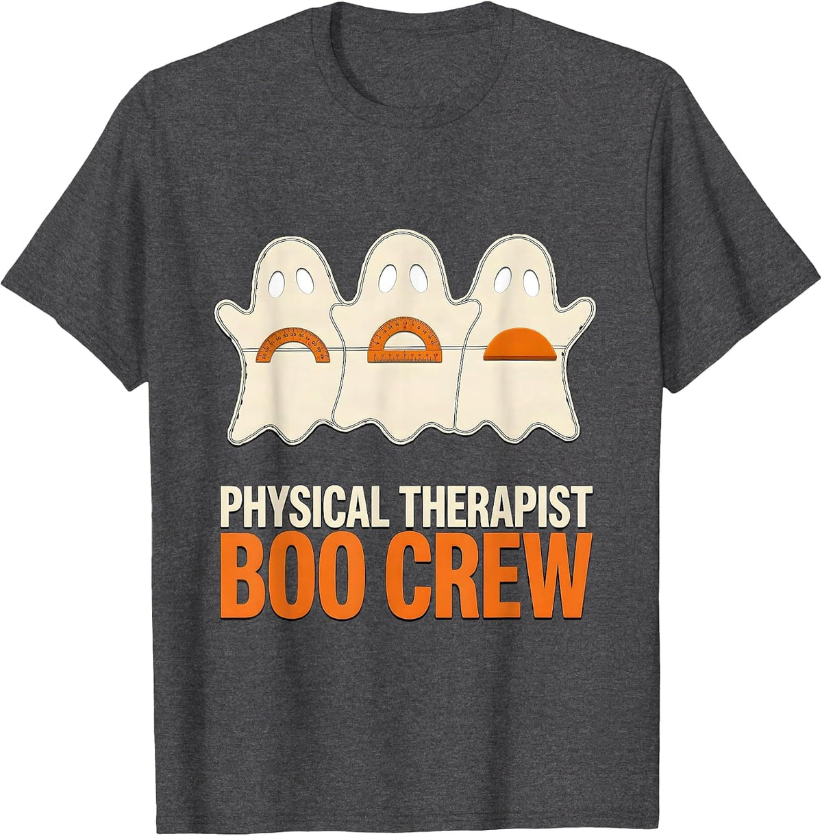 Men's Physical Therapist Boo Crew Funny Ghost Halloween Costume T-Shirt - Dark Heather Grey