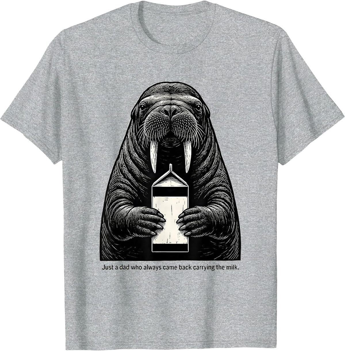 Men's Just a Dad Who Always Came Back Carrying the Milk Funny T-Shirt - Heather Grey