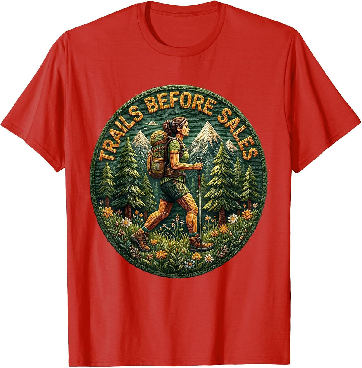 Men's Trails Before Sales Camping Outdoors Design T-Shirt - Red
