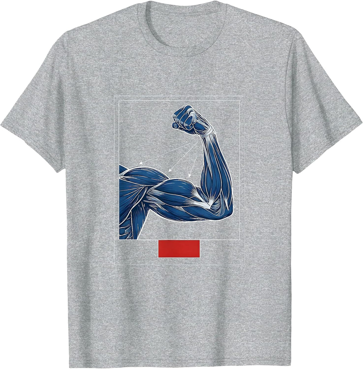 Men's Physical Therapy Flexing Arm Anatomy Illustration T-Shirt - Heather Grey